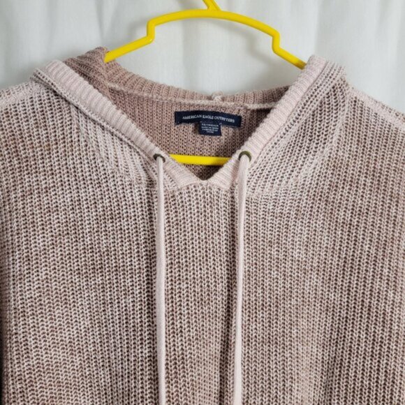 American Eagle Outfitters Hoodie Knit BOHO neutral Beige XS relaxed cozy slouchy - Picture 5 of 11